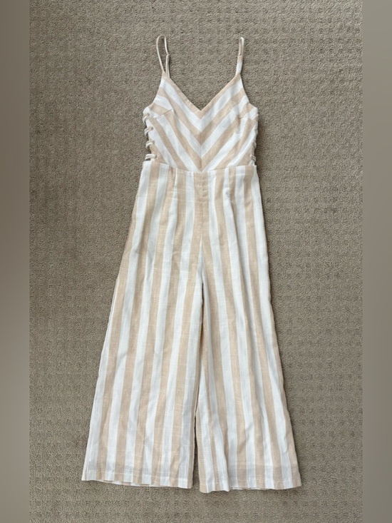 Forever 21 Pants - Forever 21 Cream and White Striped One-Piece Jumpsuit